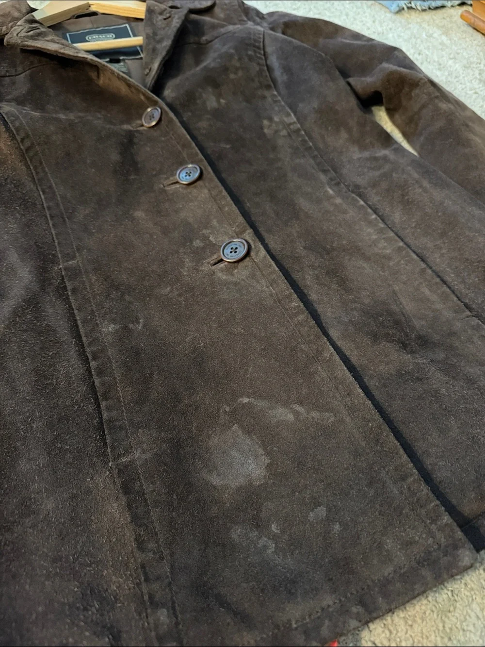 Coach Women's Brown Suede Button-Front Jacket